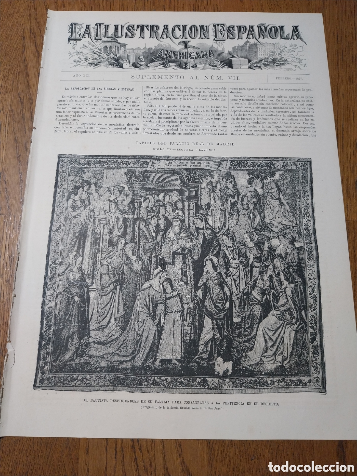 Coleccionismo de Revistas y Peri&oacute;dicos: SUPLEMENTO REVISTA 1877 EL ESCORIAL GABINETES FISICA E HISTORIA NATURAL. EL RAPTO CUADRO DE PRADILLA