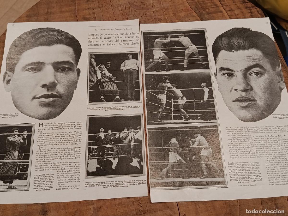 Coleccionismo de Revistas y Peri&oacute;dicos: 2 hojas de revista La Esfera, originales circa 1926. C&oacute;rdoba. Boxeo.Paulino Uzcudun derrota a Spalla