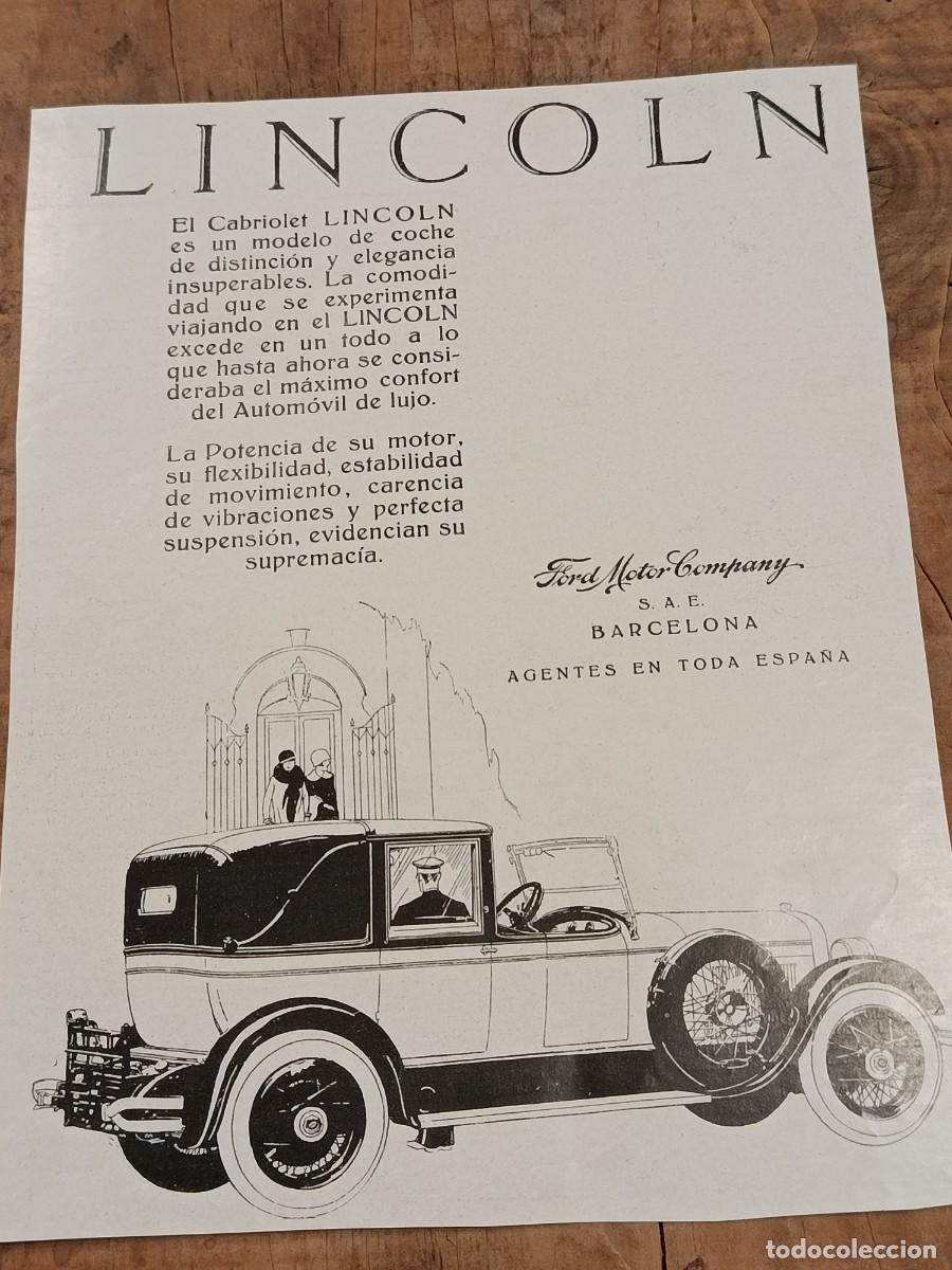 Collection Magazines and Newspapers: Hoja de revista La Esfera, original circa 1924. Publicidad automovil Lincoln, Ford Motor Company