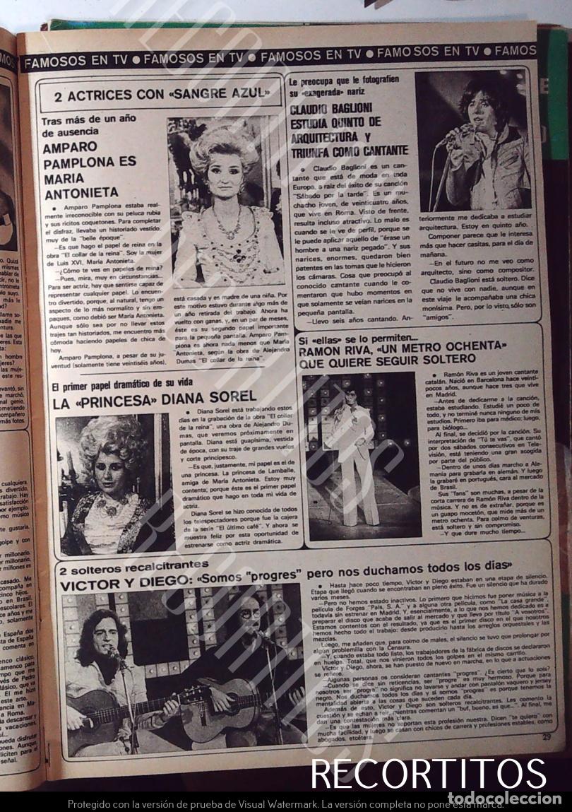 Coleccionismo de Revistas y Peri&oacute;dicos: amparo pamplona claduio baglioni ramon riva diana sorel victor y diego progres