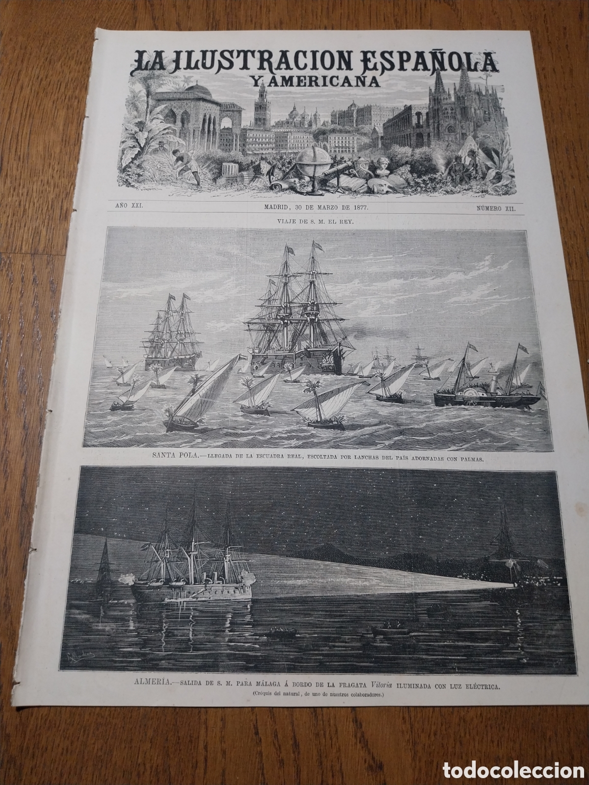 Colecionismo de Revistas e Jornais: REVISTA 1877 VIAJE ALFONSO XII SANTA POLA ALMERIA MALAGA SEVILLA. EXPOSICI&Oacute;N ST CRUZ DE LA PALMA.