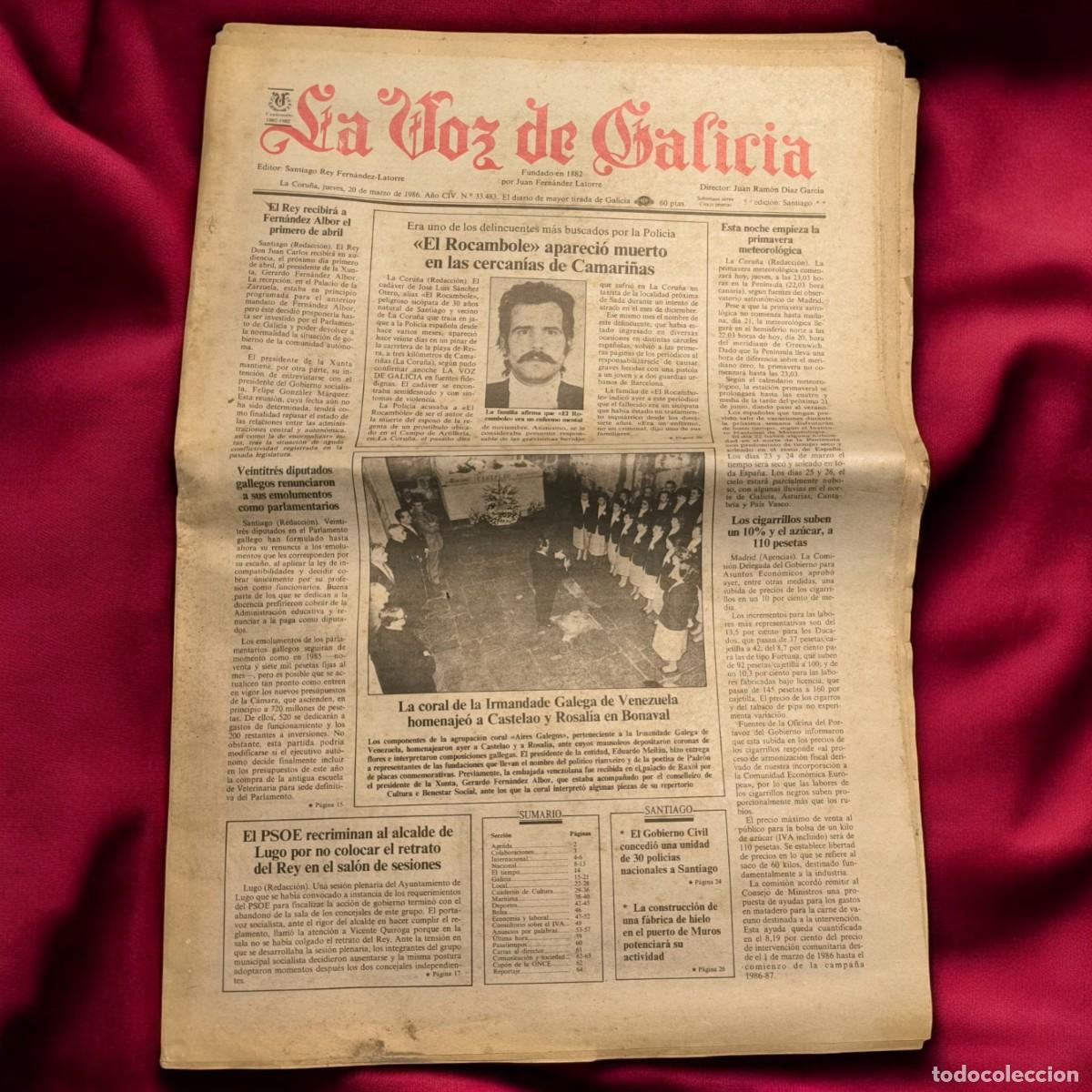 Coleccionismo de Revistas y Peri&oacute;dicos: Antiguo Peri&oacute;dico &rdquo;La Voz de Galicia&rdquo; - 20 de Marzo de 1986