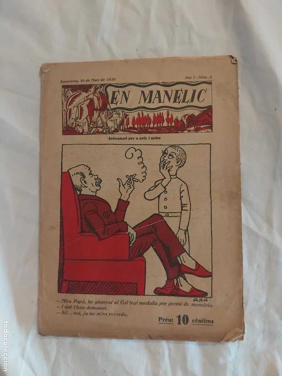 Coleccionismo de Revistas y Peri&oacute;dicos: EN MANELIC SEMANARI PER NOIS I NOIES. ANY I N&ordm; 3. 10 MAR&Ccedil; 1926.