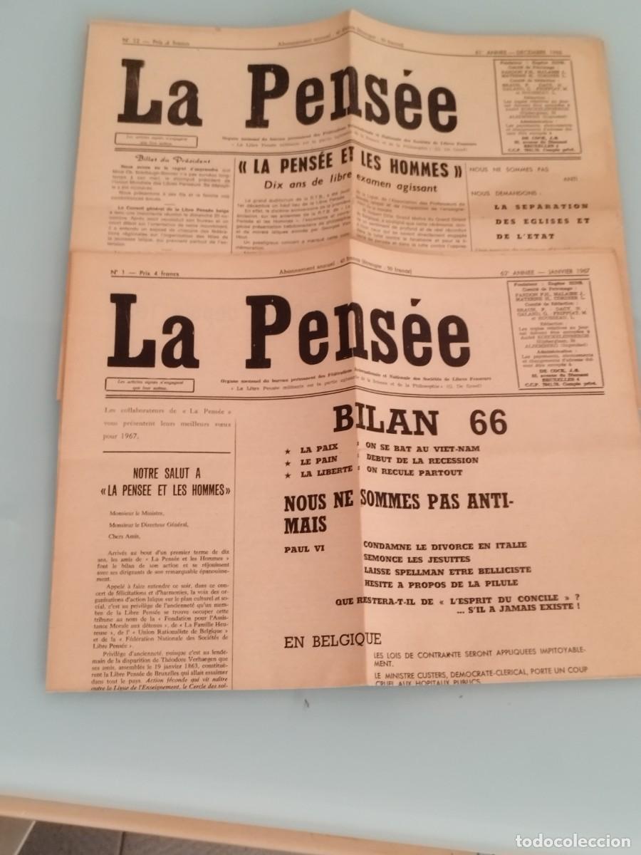 Coleccionismo de Revistas y Peri&oacute;dicos: dos ejemplares del peri&oacute;dico La Pens&eacute;e, una publicaci&oacute;n belga vinculada movimiento libre pensamiento