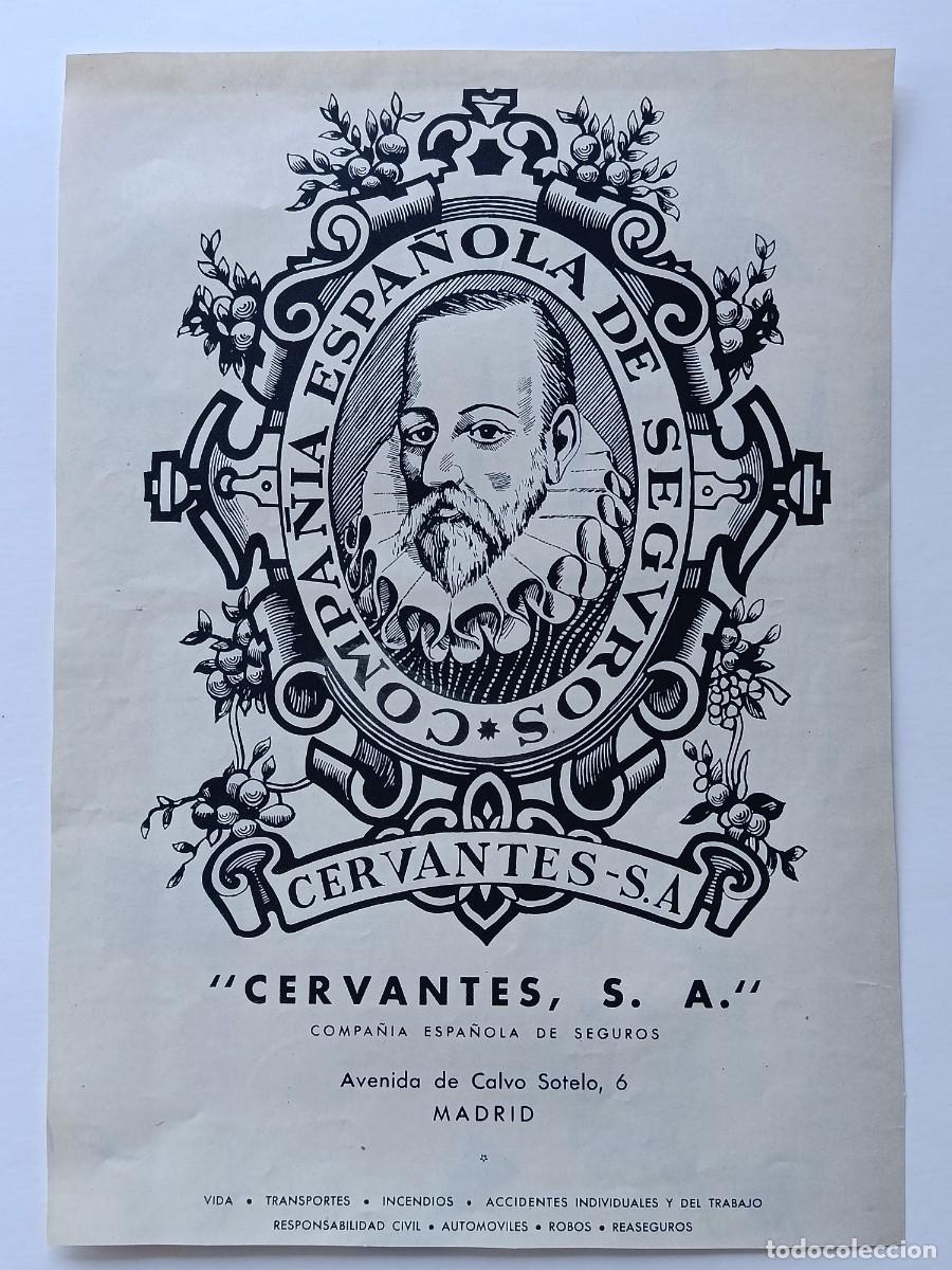 Coleccionismo de revistas y peri&oacute;dicos: Cervantes. Publicidad. Compa&ntilde;ia Espa&ntilde;ola de Seguros. Madrid. Original de revista vintage
