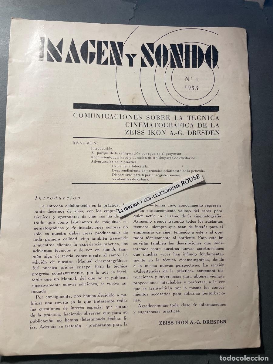 Coleccionismo de Revistas y Peri&oacute;dicos: ANTIGUA PUBLICACI&Oacute;N - COLEC. DE NUMEROS 1 - IMAGEN Y SONIDO N&ordm;1 - 1933 COMUNICACIONES SOBRE TECNICA