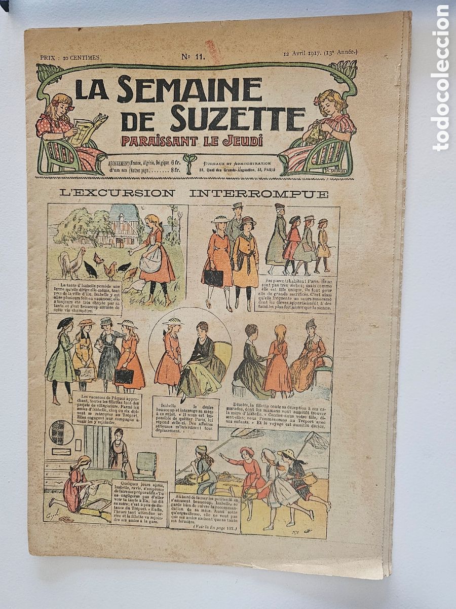 Coleccionismo de Revistas y Peri&oacute;dicos: ​Revista Francesa La Semaine de Suzette - N&ordm; 11 (12 de Abril 1917) - &Eacute;poca I Guerra Mundial