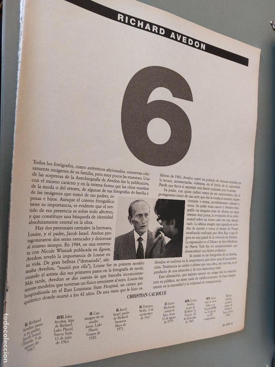 Collectionnisme de Revues et Journaux: RICHARD AVEDON. CHRISTIAN CAUJOLLE. 6 P&Aacute;GINAS. EXTRAIDO DE UNA REVISTA. BUEN ESTADO.