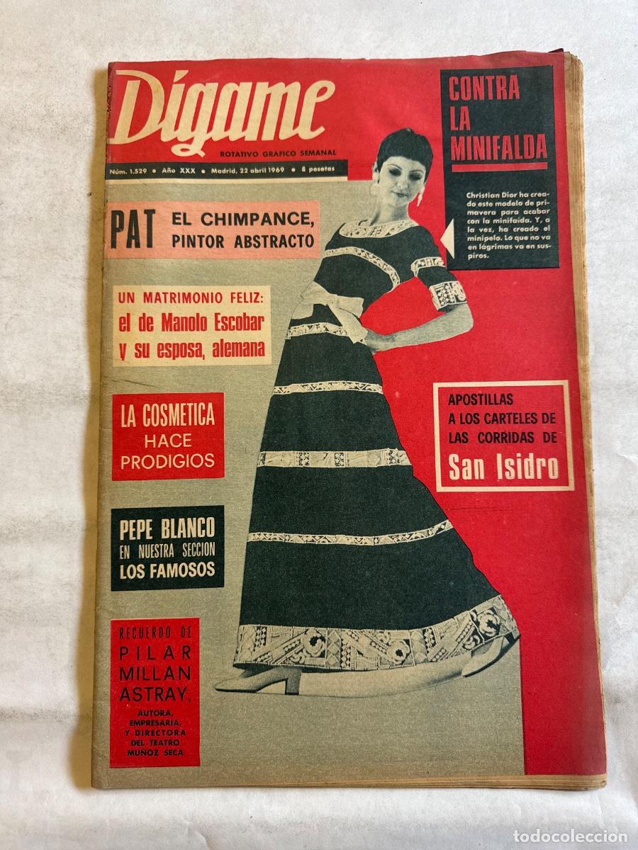 Coleccionismo de Revistas y Peri&oacute;dicos: Revista Digame, A&ntilde;o 1969, Pat El Chimpanc&eacute; , Manolo Escobar