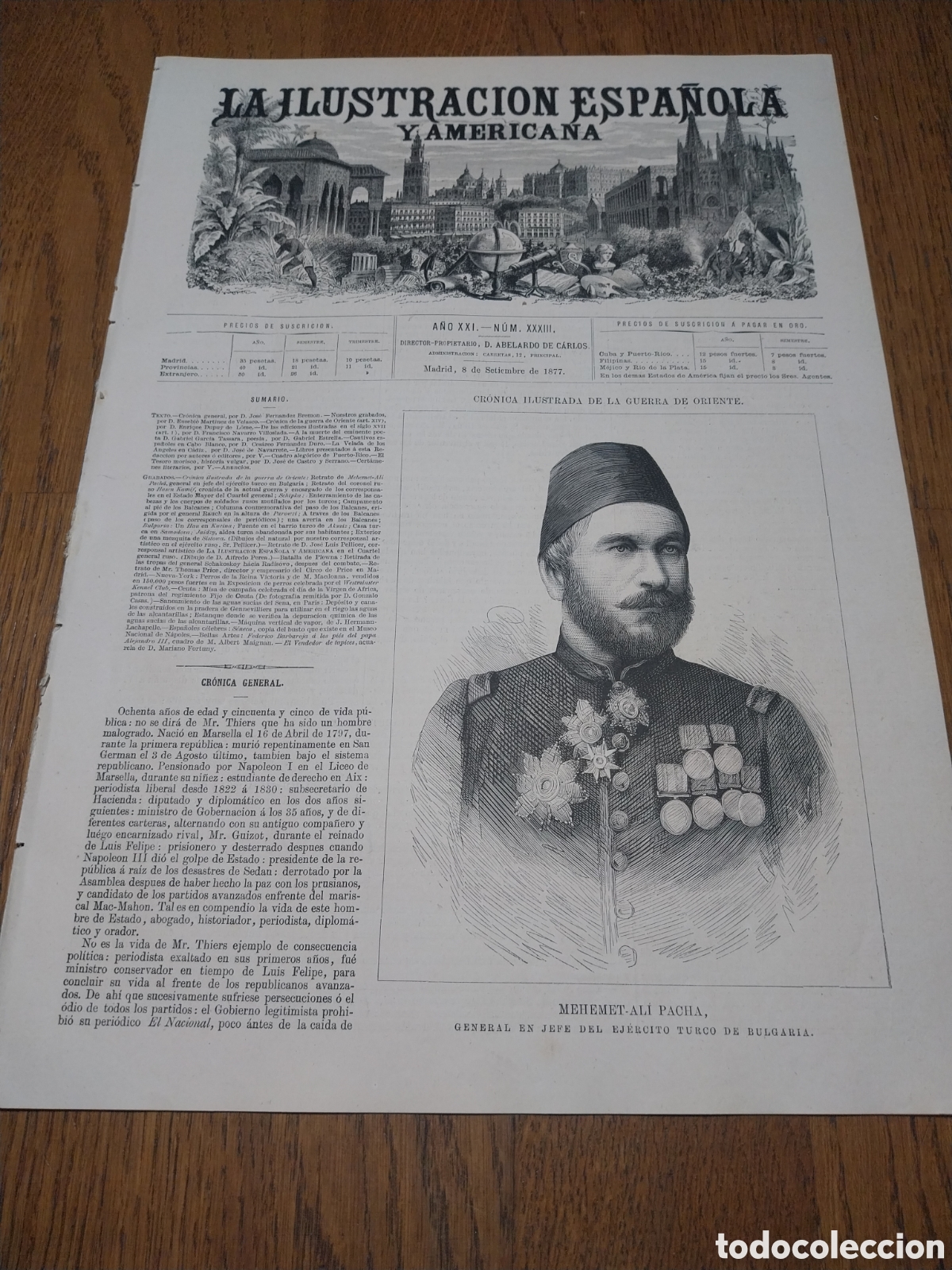 Collection Magazines and Newspapers: REVISTA 1877 BATALLA DE PLEWNA.APUNTES DE BULGARIA. CEUTA MISA DE CAMPA&Ntilde;A. PARIS DEPOSITOS Y CANALES