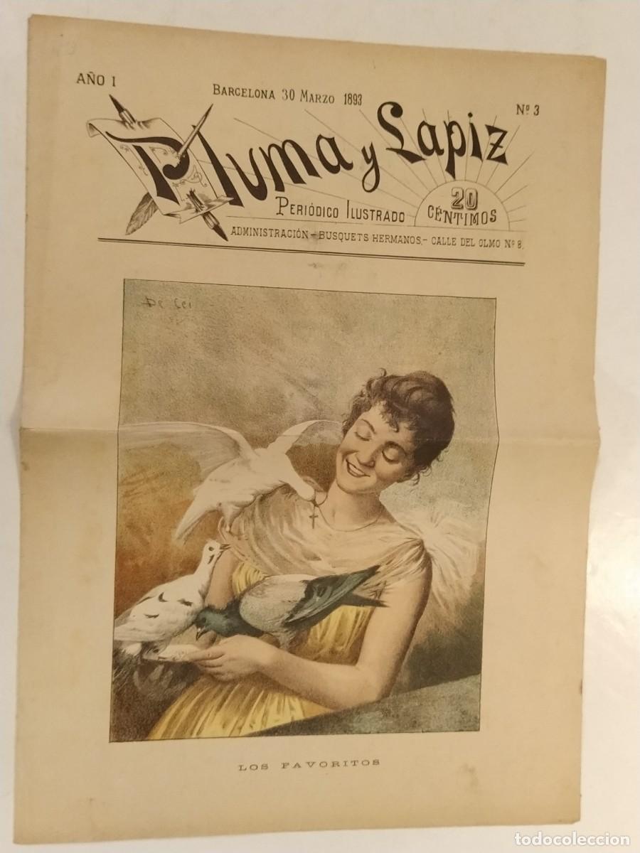 Coleccionismo de Revistas y Peri&oacute;dicos: PLUMA Y LAPIZ - NUMERO 3 A&Ntilde;O 1893 - PERIODICO ILUSTRADO ANTIGUO -VER FOTOS-(V-27.950)