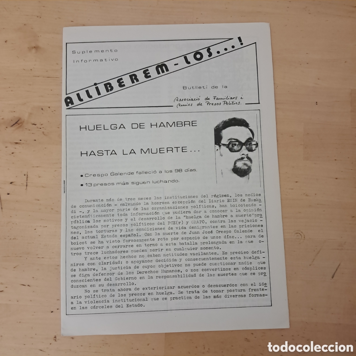 Coleccionismo de Revistas y Peri&oacute;dicos: ALLIBEREM-LOS...! Butllet&iacute; de la Associaci&oacute; de Familiars i Amics de Presos Pol&iacute;tics. 1981