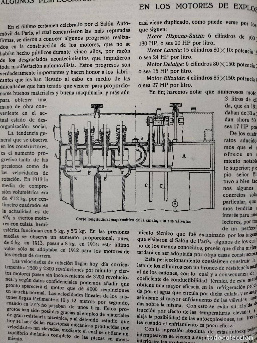 Collection Magazines and Newspapers: PERFECCIONAMIENTOS RECIENTES EN LOS MOTORES DE EXPLOSION MOTOR ELIZALDE TIPO 29 REVISTA A&Ntilde;O 1920