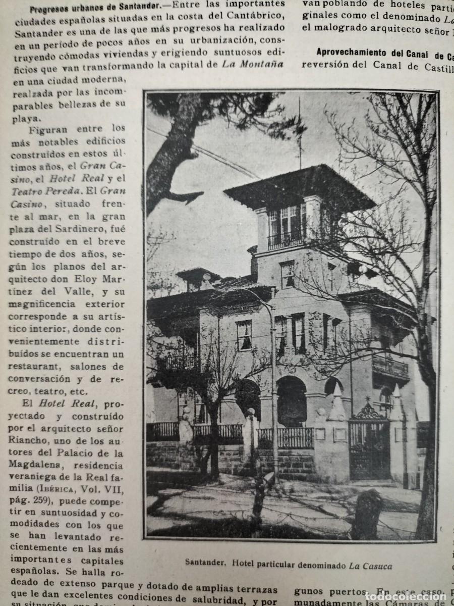 Collezionismo di Riviste e Giornali: PROGRESOS URBANOS EN SANTANDER HOTEL LA CASUCA GRAN CASINO BIBLIOTECA REVISTA A&Ntilde;O 1920