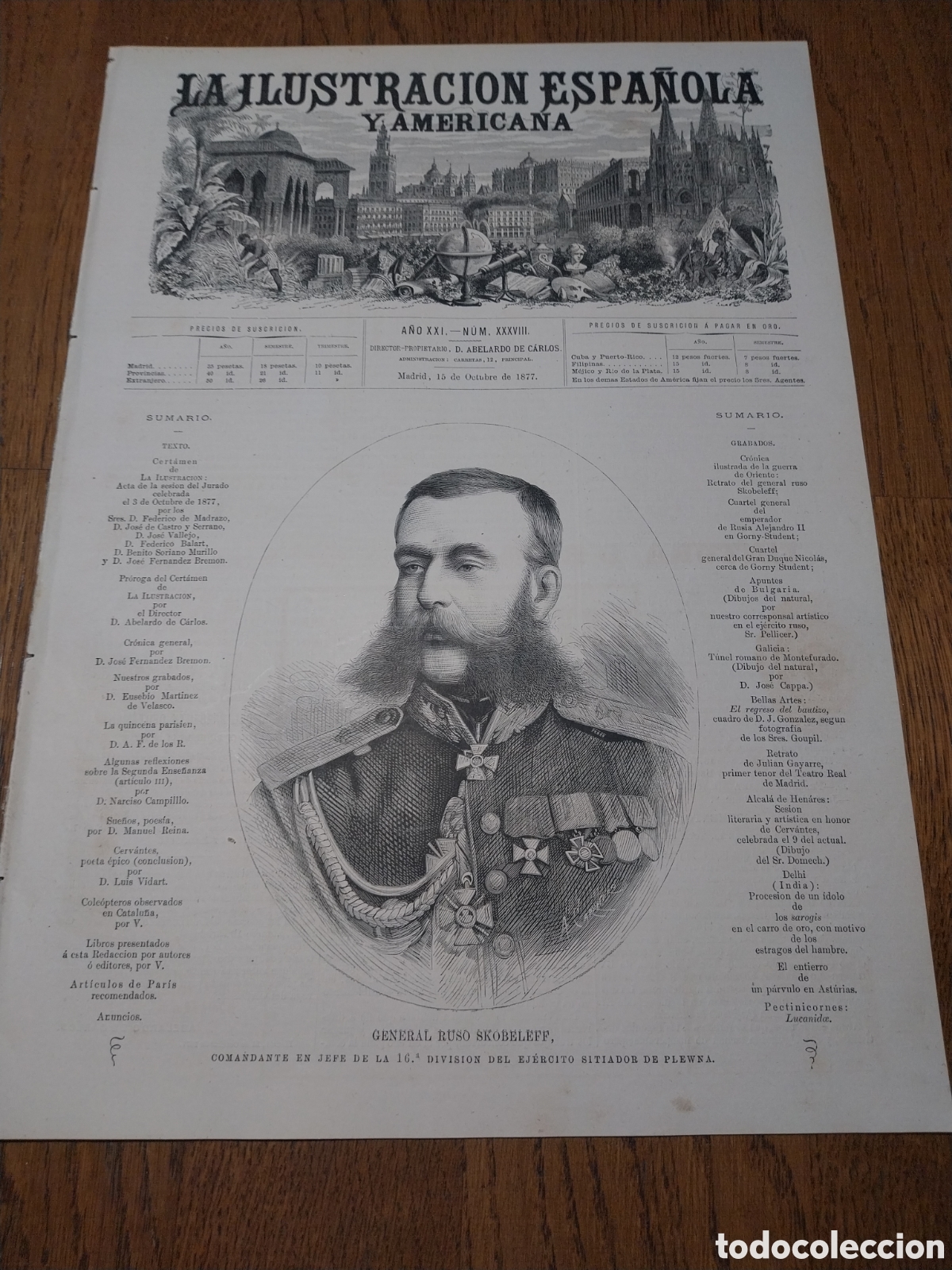 Collezionismo di Riviste e Giornali: REVISTA 1877 TUNEL ROMANO D MONTEFURADO.ALCALA D HENARES SESION EN HONOR CERVANTES.ENTIERRO ASTURIAS