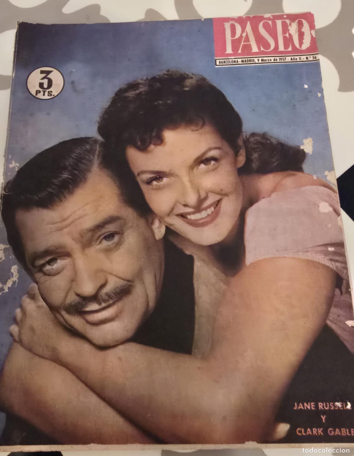 Coleccionismo de Revistas y Peri&oacute;dicos: REVISTA PASEO 1957 - JANE RUSSELL - CLARK GABLE - GINA LOLLOBRIGIDA - LIZ TAYLOR - MARLENE DIETRICH