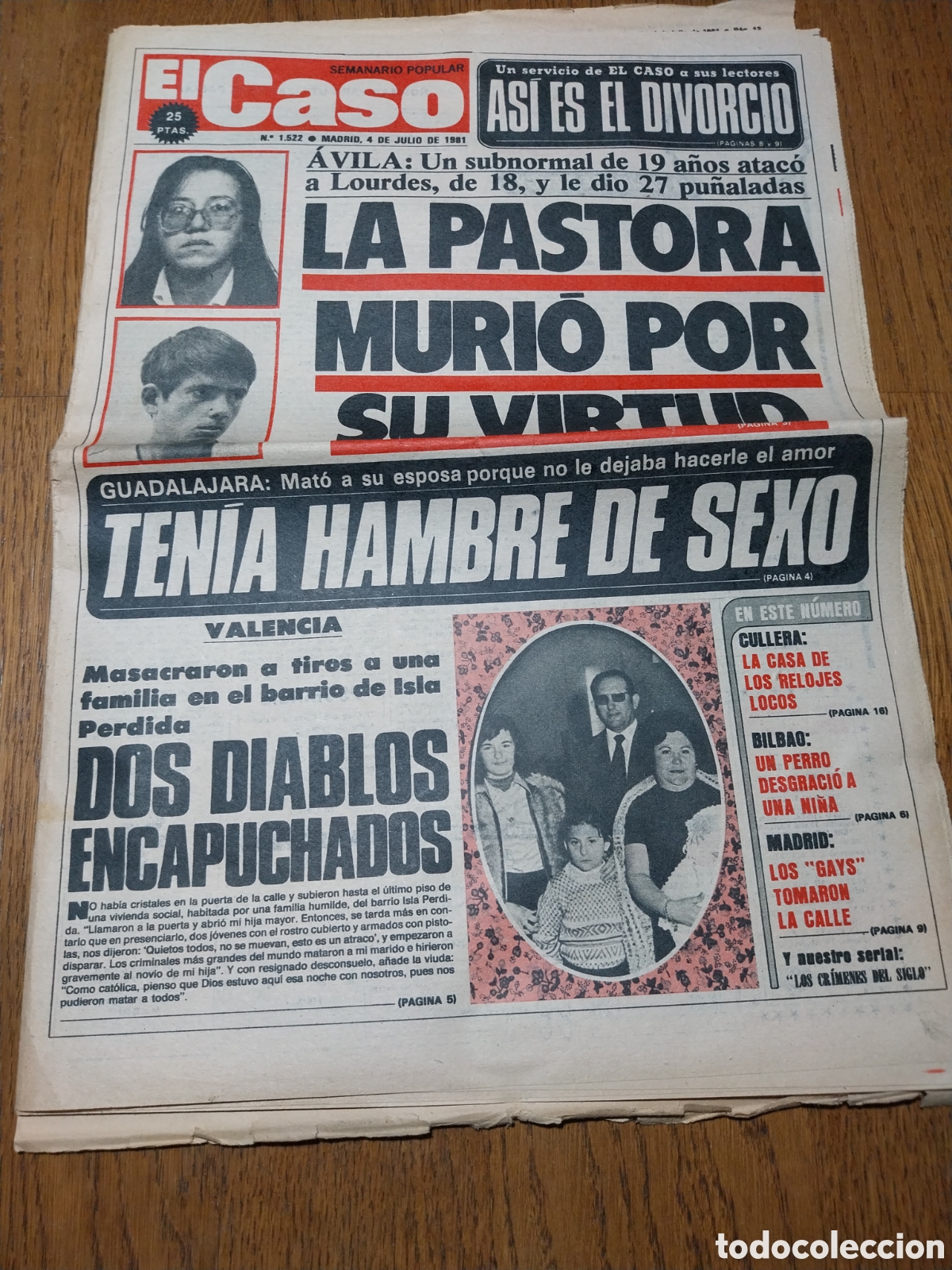 Coleccionismo de Revistas y Peri&oacute;dicos: EL CASO 1981 CULLERA CASA EMBRUJADA. MADRID LOS GAYS TOMARON LA CALLE. PROCESADOS ASALTANTES CENTRAL