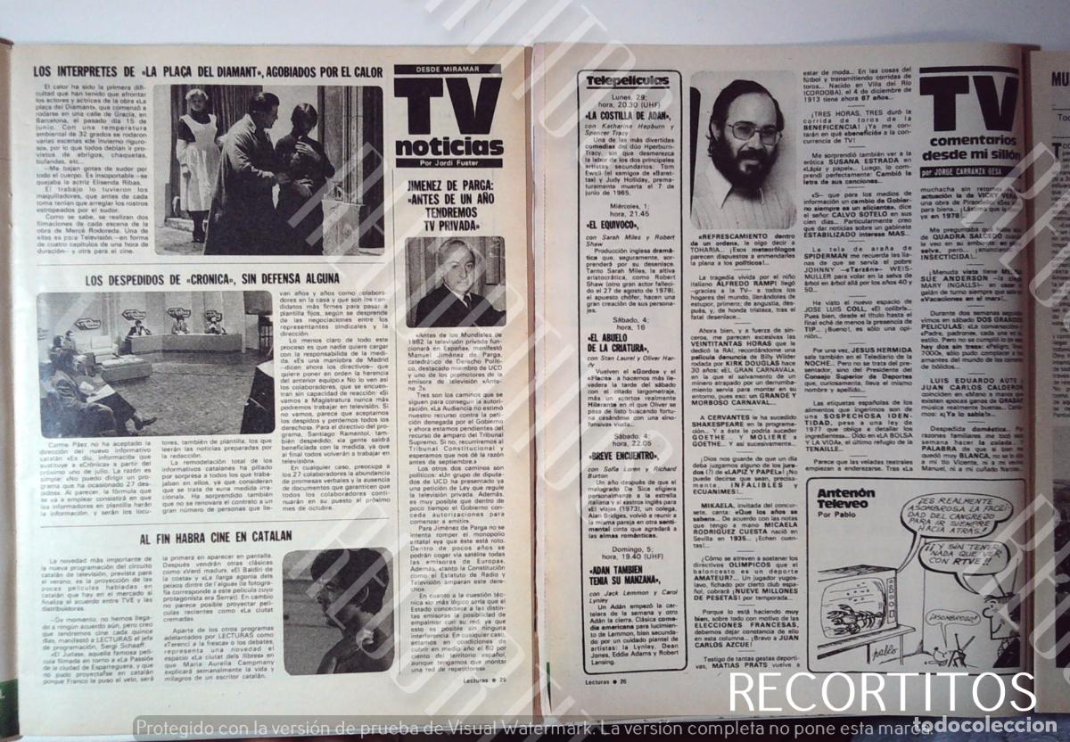 Coleccionismo de Revistas y Peri&oacute;dicos: JIMENEZ DE PARGA ELISENDA RIBAS LA PLAZA DELDIAMANTE JOAN MANUEL SERRAT CINE CATALAN