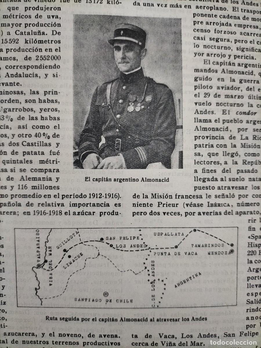 Colecionismo de Revistas e Jornais: TRAVESIA AEREA ANDES CAPITAN VICENTE ALMANDOS ALMONACID AEROPLANO LA RIOJA REVISTA A&Ntilde;O 1920