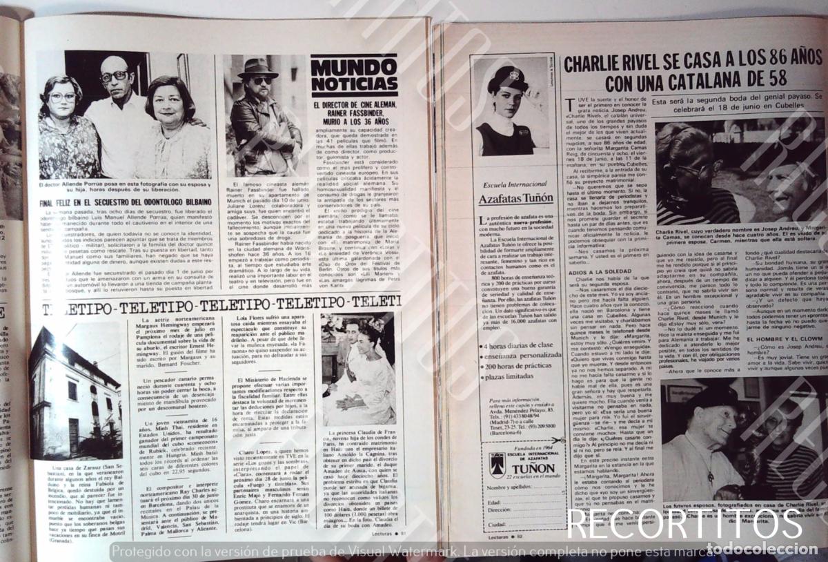 Coleccionismo de Revistas y Peri&oacute;dicos: RAINER FASSBINDER PRINCESA CLAUDIA DE FRANCIA INCENDIO EN ZARAUZ CHARLIE RIVEL