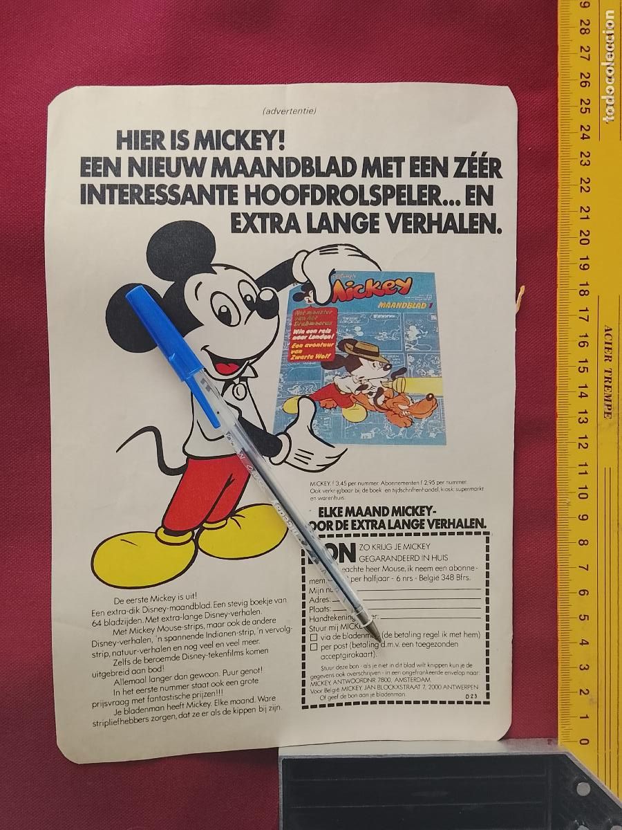 Coleccionismo de Revistas y Peri&oacute;dicos: CLIPPING ANTIGUA HOJA PUBLICITARIA ANUNCIO DE REVISTA: MICKEY MOUSE