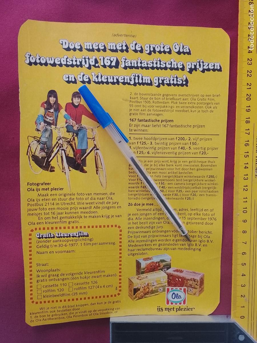 Coleccionismo de Revistas y Peri&oacute;dicos: CLIPPING ANTIGUA HOJA PUBLICITARIA ANUNCIO DE REVISTA: HELADOS OLA BICICLETA