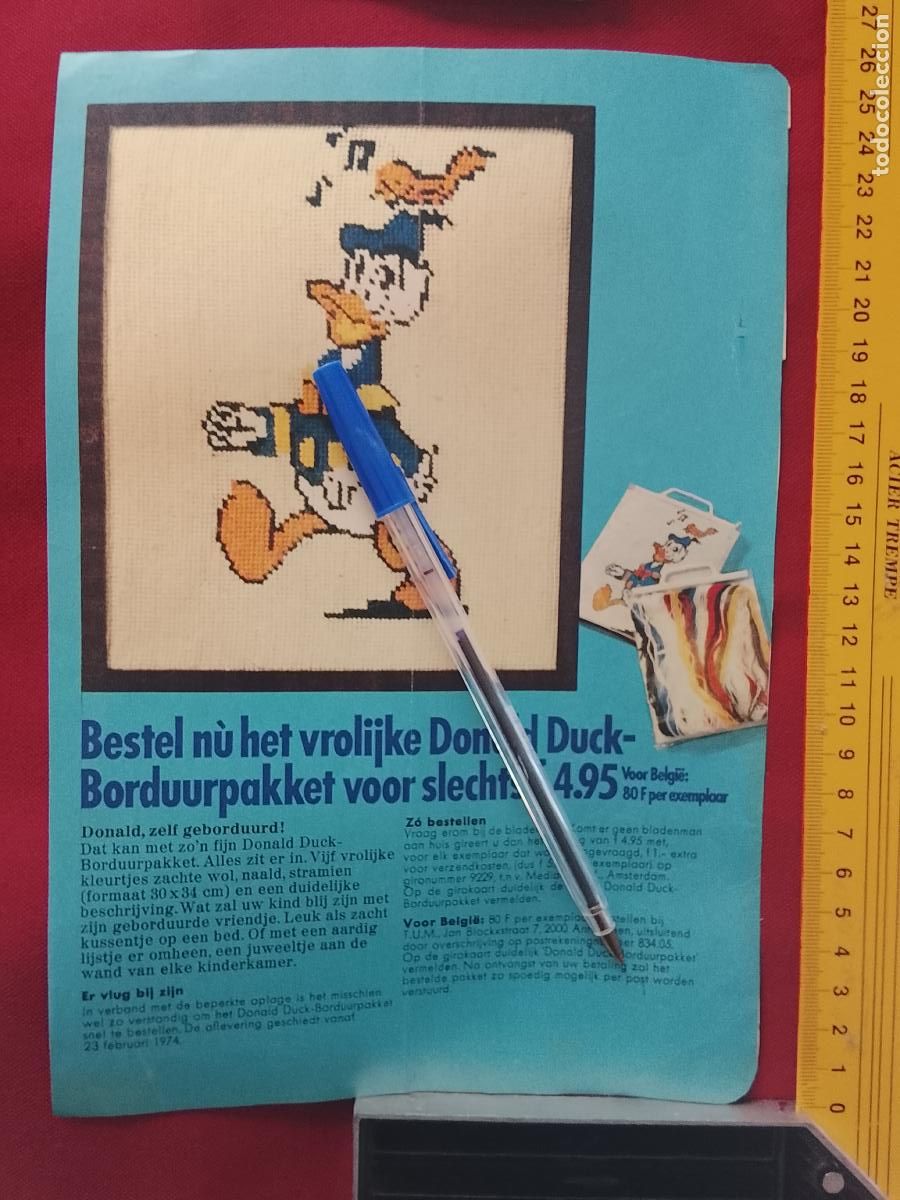 Colecionismo de Revistas e Jornais: CLIPPING ANTIGUA HOJA PUBLICITARIA ANUNCIO REVISTA: PUNTO DE CRUZ PATO DONALDS