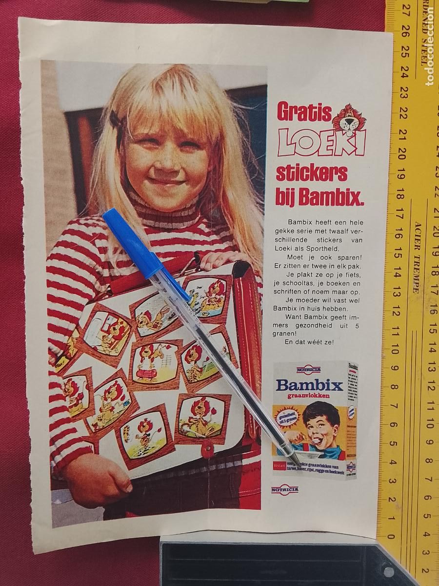 Coleccionismo de Revistas y Peri&oacute;dicos: CLIPPING ANTIGUA HOJA PUBLICITARIA ANUNCIO REVISTA: CEREALES BAMBIX LEON LOEKY DE LEEUW