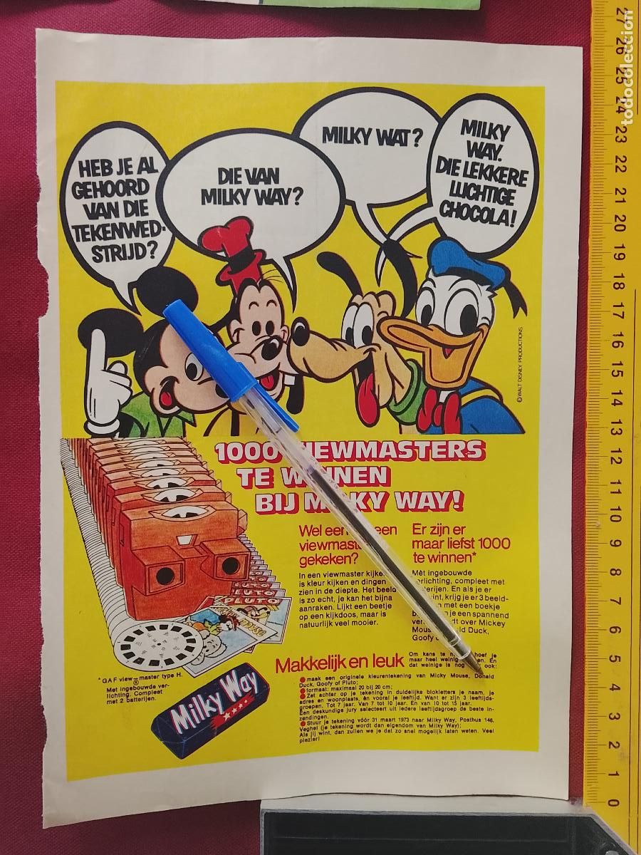 Coleccionismo de Revistas y Peri&oacute;dicos: CLIPPING ANTIGUA HOJA PUBLICITARIA ANUNCIO REVISTA: CHOCOLATE MILKY WAY VISOR 3D DISNEY