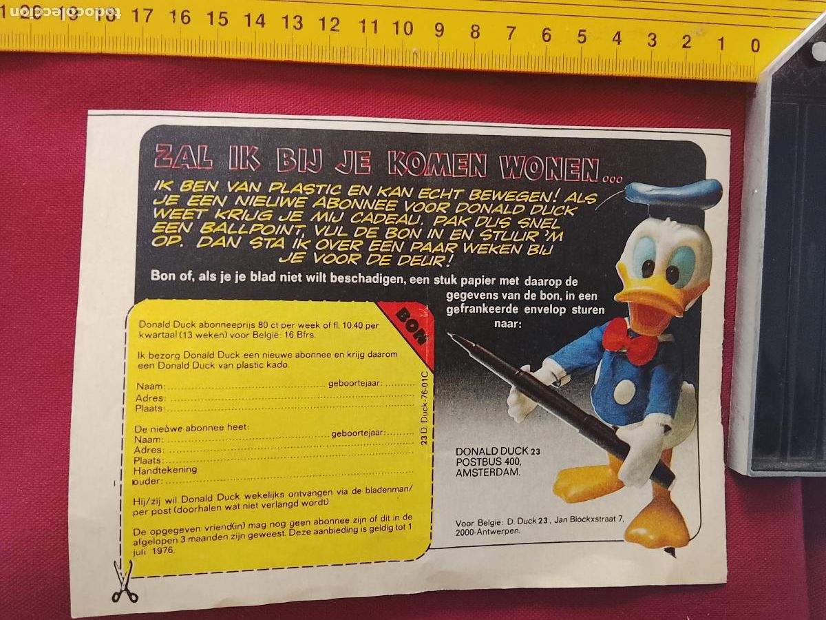 Collectionnisme de Revues et Journaux: CLIPPING ANTIGUA HOJA PUBLICITARIA ANUNCIO REVISTA: MU&Ntilde;ECO BOLIGRAFO PATO DONALD