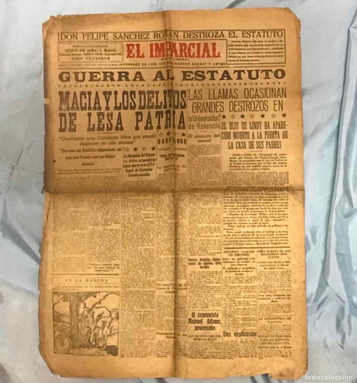Coleccionismo de Revistas y Peri&oacute;dicos: EL IMPARCIAL, DIARIO DE 1932 N&ordm; 22.704
