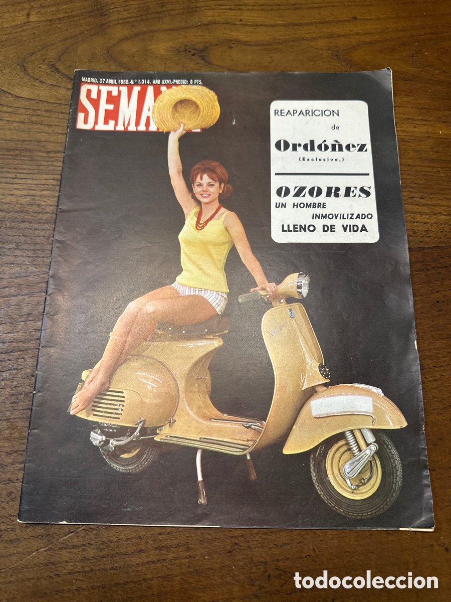 Coleccionismo de Revistas y Peri&oacute;dicos: REVISTA SEMANA N&ordm; 1314 - A&Ntilde;O 1965 - REAPARICION ORDO&Ntilde;EZ, RESCATE EN MINA DE LIERES (ASTURIAS), VESPA