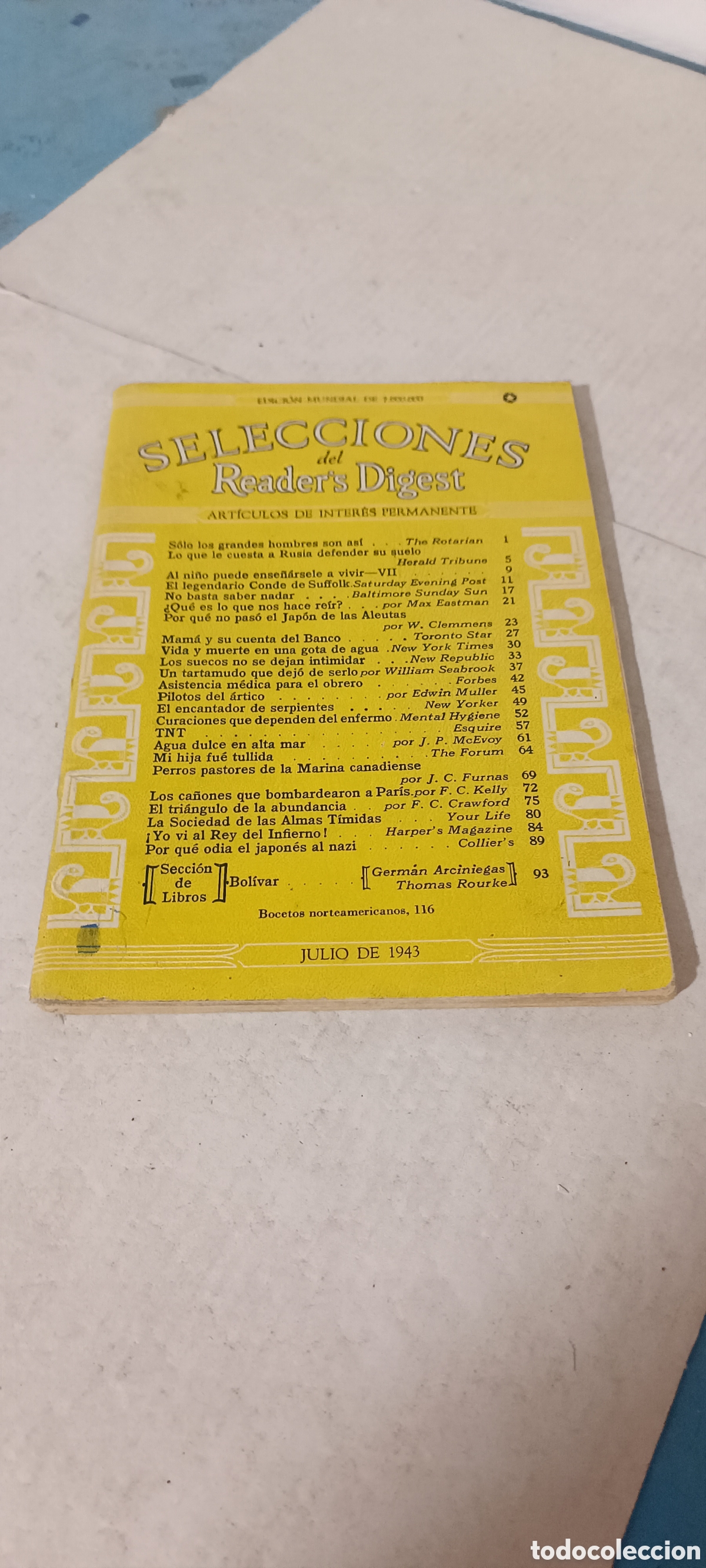 Collezionismo di Riviste e Giornali: Revista Selecciones del Reader's Digest, julio de 1943 edici&oacute;n mundial
