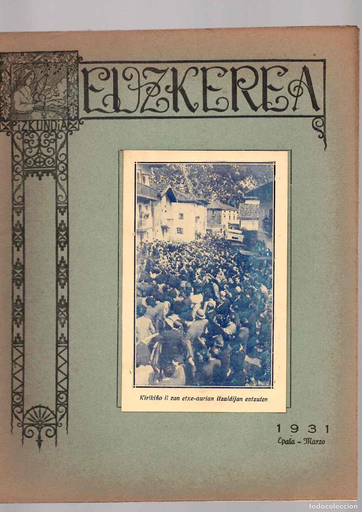 Coleccionismo de Revistas y Peri&oacute;dicos: REVISTA EUZKEREA XXVII ZENBAKIJA. BILBAO, MARZO 1931. RAREZA