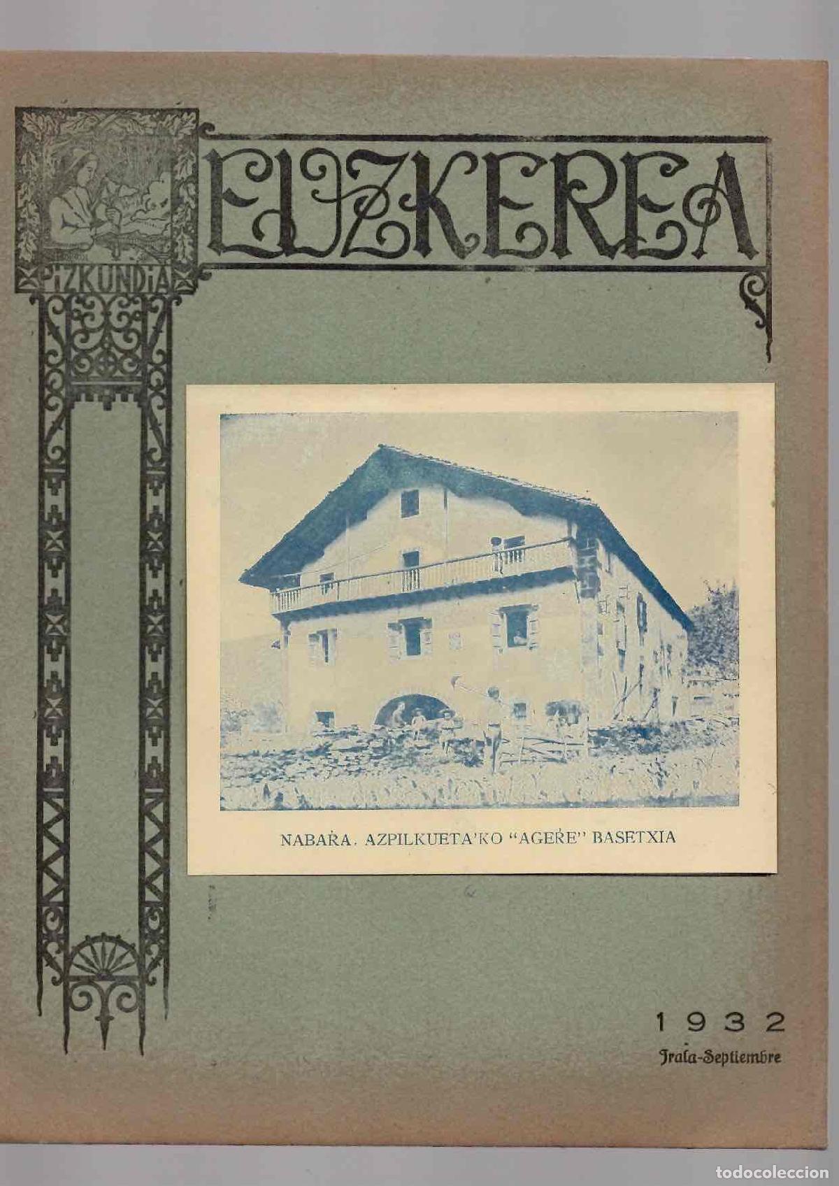 Coleccionismo de Revistas y Peri&oacute;dicos: REVISTA EUZKEREA IX ZENBAKIJA. BILBAO, SEPTIEMBRE 1932. RAREZA