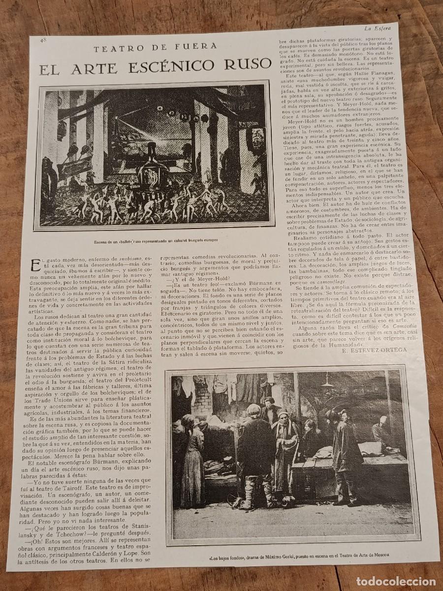 Collezionismo di Riviste e Giornali: Arte esc&eacute;nico ruso. Rusia. Teatro. Hoja revista original a&ntilde;os 20