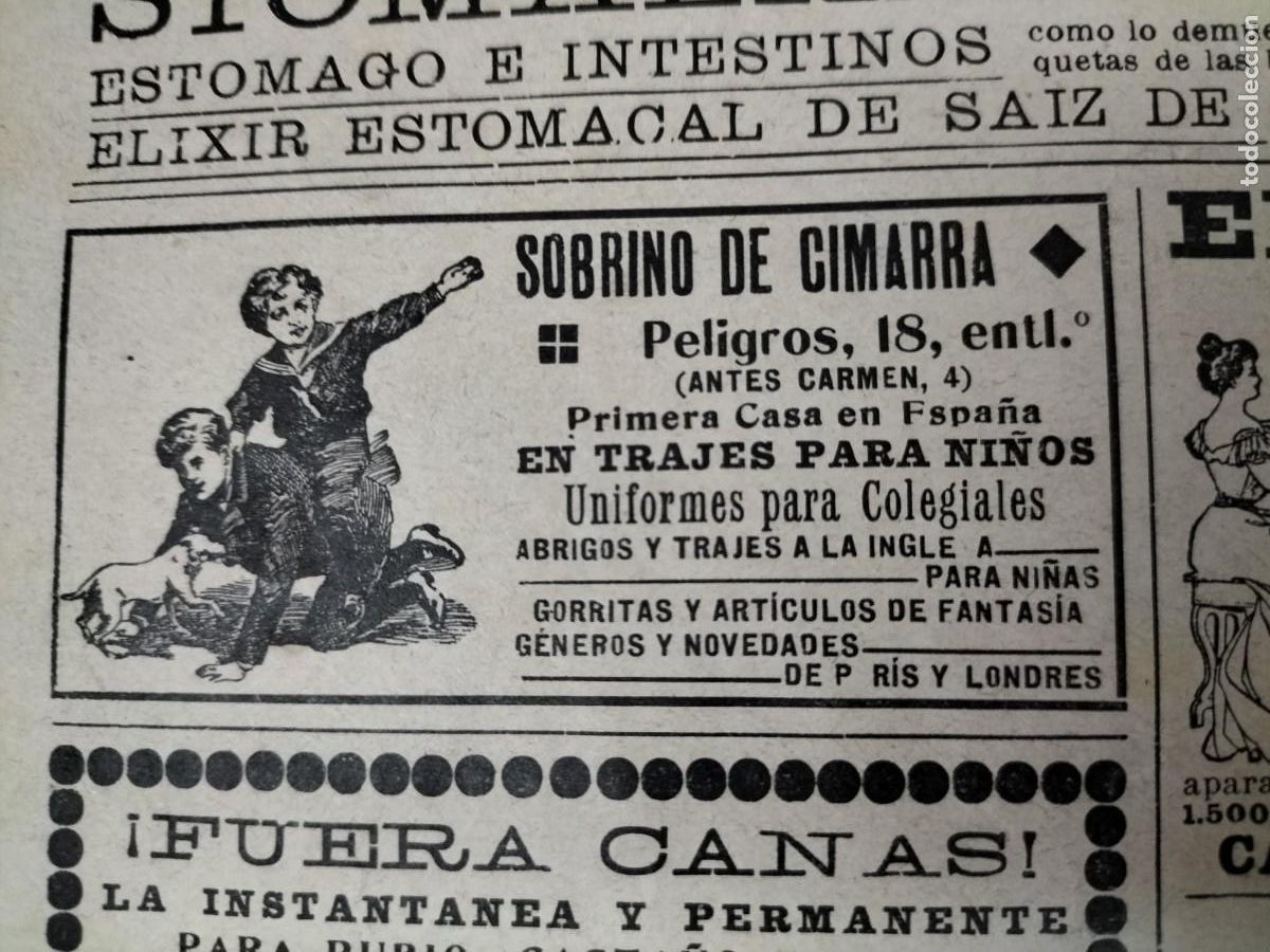 Coleccionismo de Revistas y Peri&oacute;dicos: SOBRINO DE CIMARRA TRAJES PARA NIN̈OS UNIFORMES COLEGIALES HOJA REVISTA A&Ntilde;O 1905