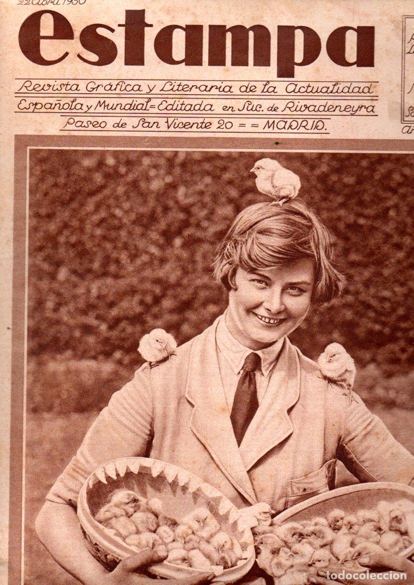 Coleccionismo de Revistas y Peri&oacute;dicos: REVISTA ESTAMPA 22 ABRIL 1930 - PESCA DEL BACALAO - SANTIAGO RUSI&Ntilde;OL