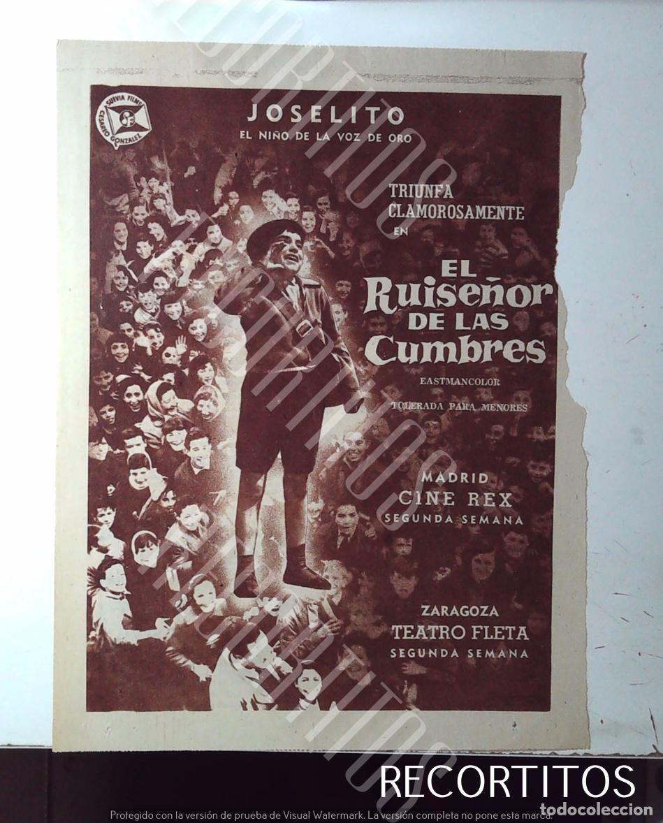 Coleccionismo de Revistas y Peri&oacute;dicos: JOSELITO EL RUISE&Ntilde;OR DE LAS CUMBRES ANUNCIO DE PRENSA