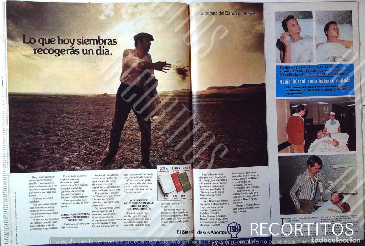 Coleccionismo de Revistas y Peri&oacute;dicos: BANCO DE BILBAO ANUNCIO PUBLICIDAD ROCIO DURCAL ANTONIO MORALES JUNIOR