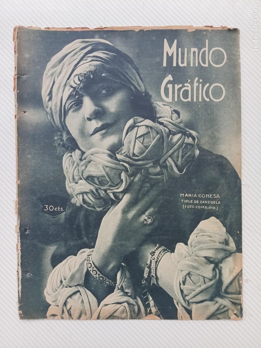 Coleccionismo de Revistas y Peri&oacute;dicos: Mundo Gr&aacute;fico a&ntilde;os 20. Portada Mar&iacute;a Conesa