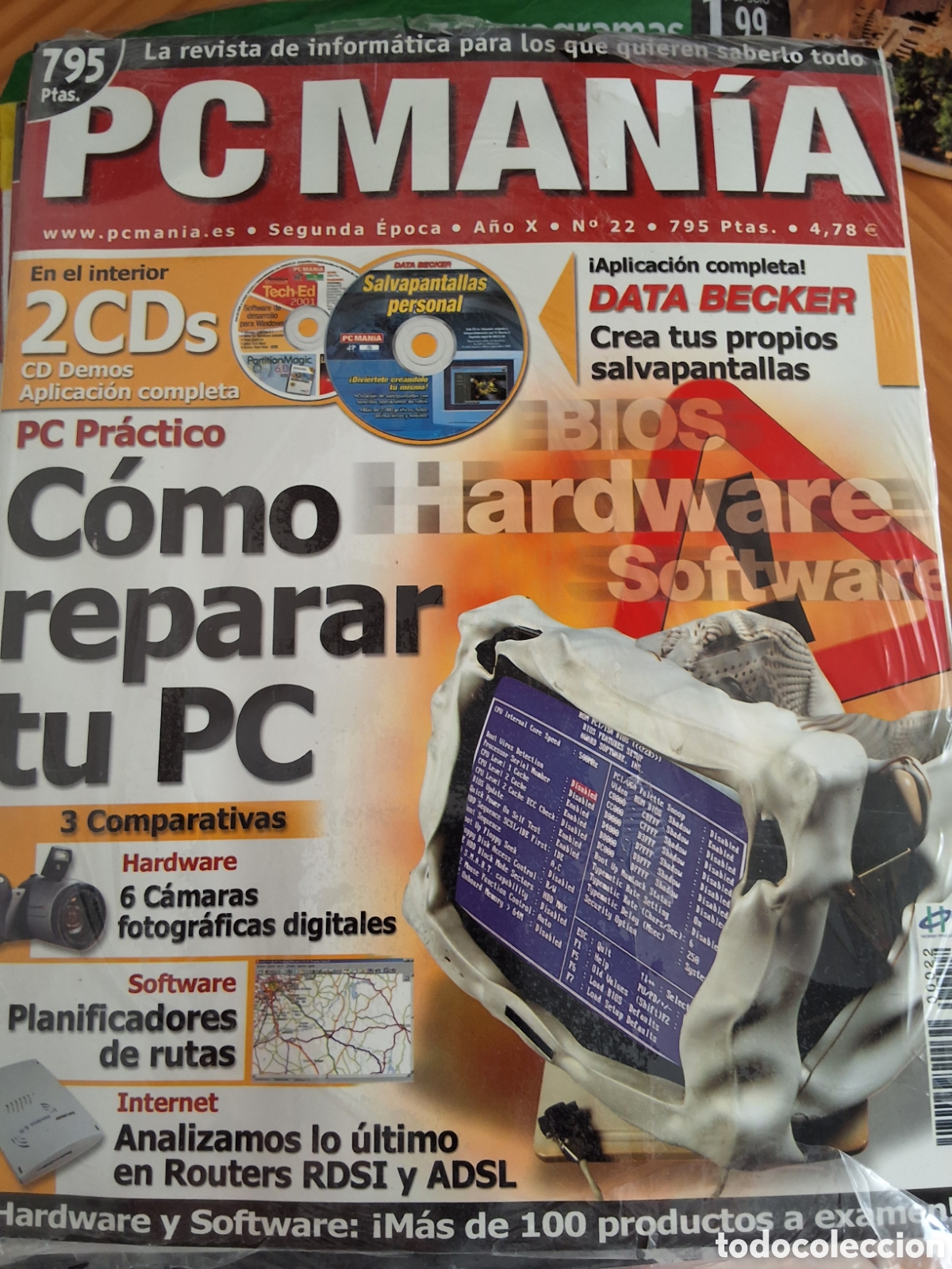 Coleccionismo de Revistas y Peri&oacute;dicos: Pc mania 2&deg; &eacute;poca revista inform&aacute;tica n&uacute;mero 22 a&ntilde;o 2001/8 incluye CDs