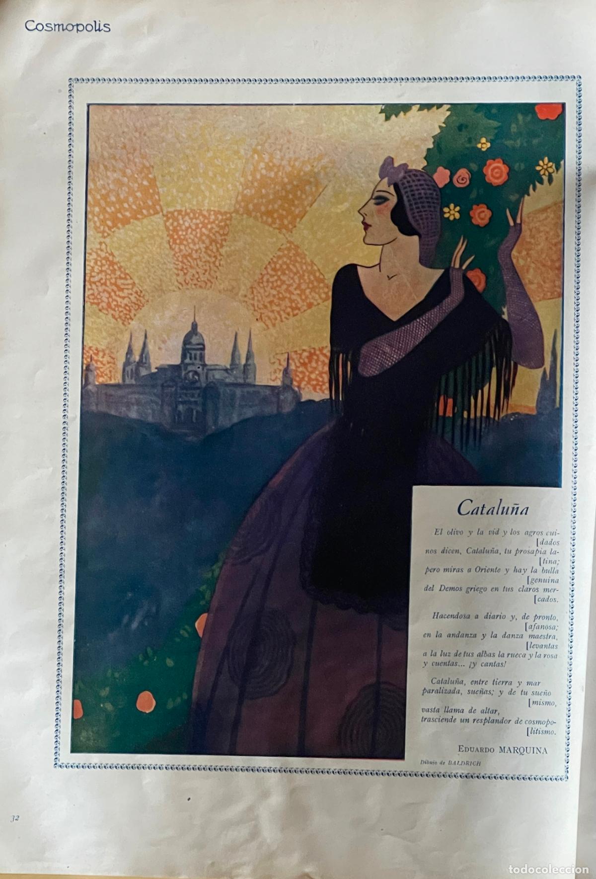 Collezionismo di Riviste e Giornali: Catalu&ntilde;a / versos de Eduardo Marquina con dibujo de Baldrich - 1929 * COSM&Oacute;POLIS *