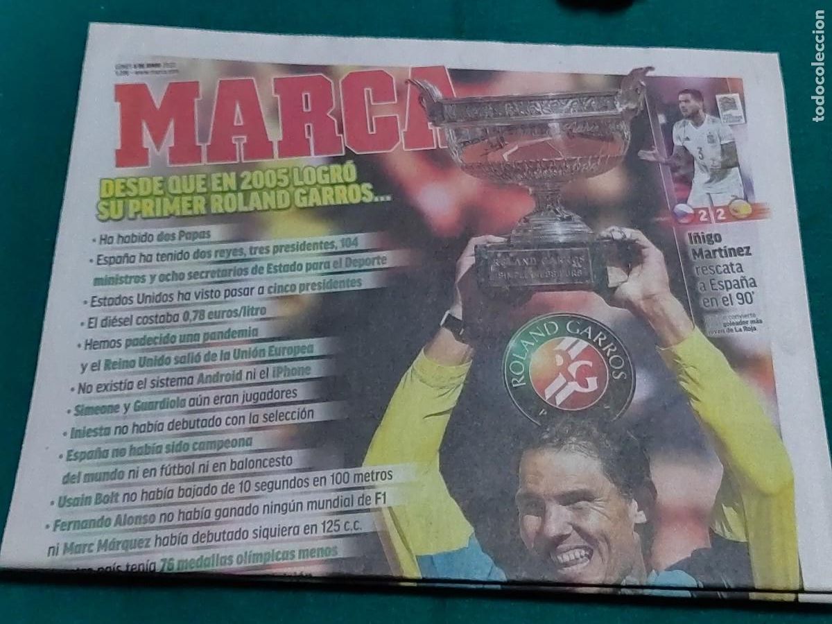 Colecionismo de Revistas e Jornais: Peri&oacute;dico marca 6 JUNIO 2022 Rafa Nadal