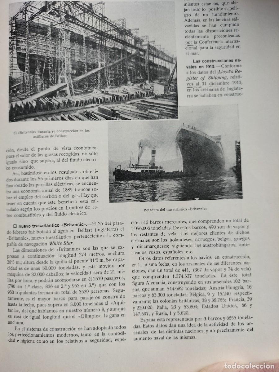 Coleccionismo de Revistas y Peri&oacute;dicos: BOTADURA TRASATLANTICO BRITANNIC WHITE STAR BELFAST / SALVAMENTOS EN SUBMARINOS REVISTA A&Ntilde;O 1914