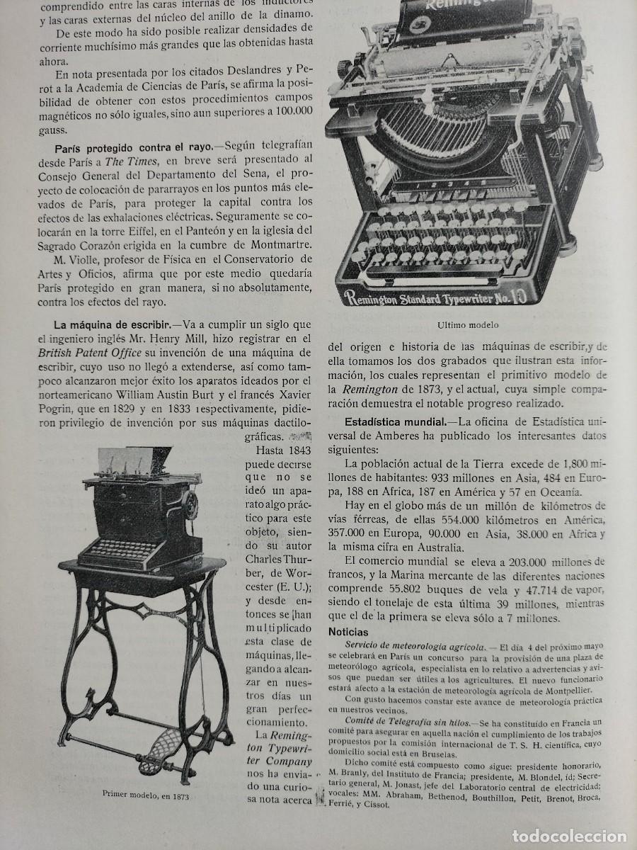 Coleccionismo de revistas y peri&oacute;dicos: MAQUINAS DE ESCRIBIR PRIMER MODELO EN 1873 REMINGTON ULTIMO MODELO REVISTA A&Ntilde;O 1914