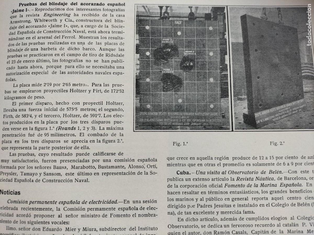 Coleccionismo de revistas y peri&oacute;dicos: PRUEBAS BLINDAJE ACORAZADO ESPA&Ntilde;OL JAIME I / MUERTE AVIADOR HANOUVILLE SAN SEBASTIAN A&Ntilde;O 1914