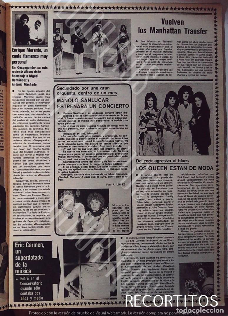 Collection Magazines and Newspapers: QUEEN FREDDIE MERCURY ERIC CARMEN MANOLO SANLUCAR MANHATTAN TRNASFER ENRIQUE MORENTE