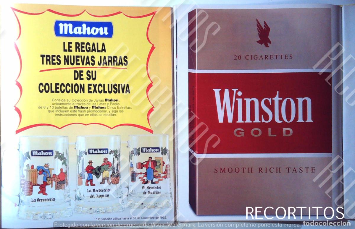 Coleccionismo de Revistas y Peri&oacute;dicos: WINSTON TABACO CIGARRILLOS ANUNCIO PUBLICIDAD MAHOU CERVEZA BEER JARRAS COLECCIONABLES PROMOCION
