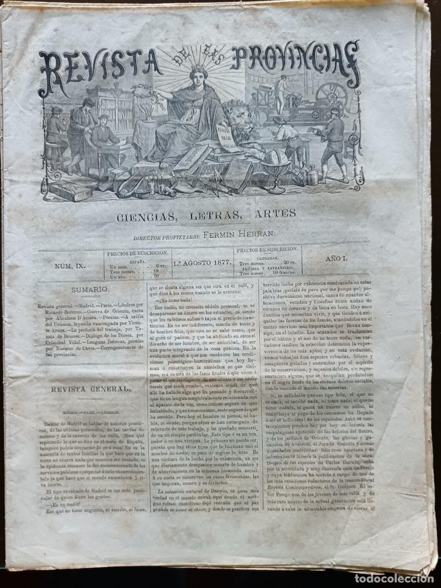 Sammeln von Zeitschriften und Zeitungen: REVISTA DE PROVINCIAS- N&ordm;-IX - 1877